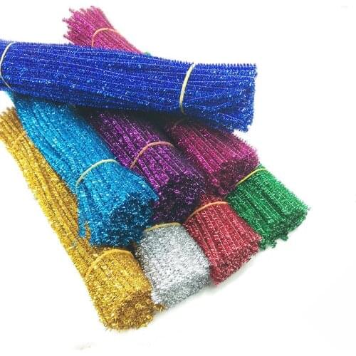 100pcs 30cm Glitter Chenille Stems Pipe Cleaners Plush Tinsel Stems Wired Sticks Kids Educational DIY Craft Supplies Toys Craf