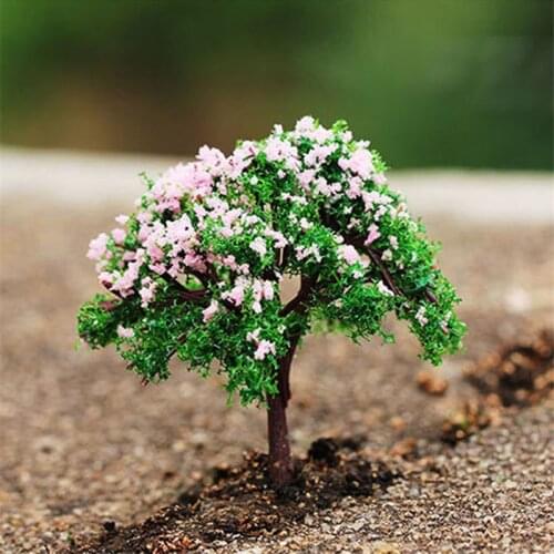 1X Mini pink Tree Fairy Garden Miniatures Micro Landscape Resin Crafts decor
