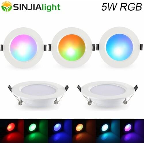 20pcs/lot 5W RGB LED Panel Light Round Ceiling Lamp With Remote Controller Party Stage Lighting pendant led lights decoration