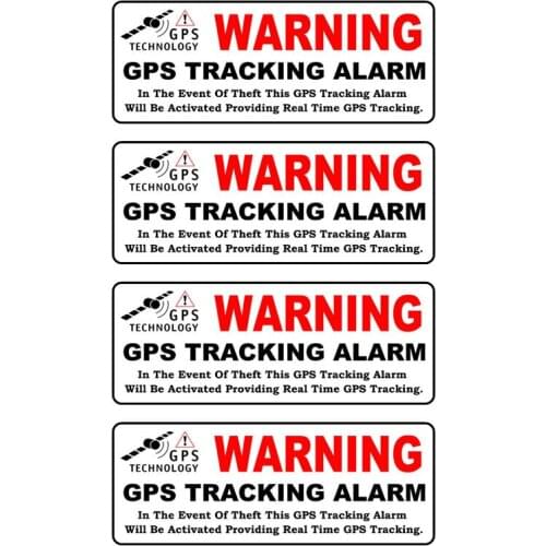 4 X Car Sticker WARNING GPS TRACKING ALARM Reflective Personality Decal Waterproof Automobile Accessories,10cm*3cm