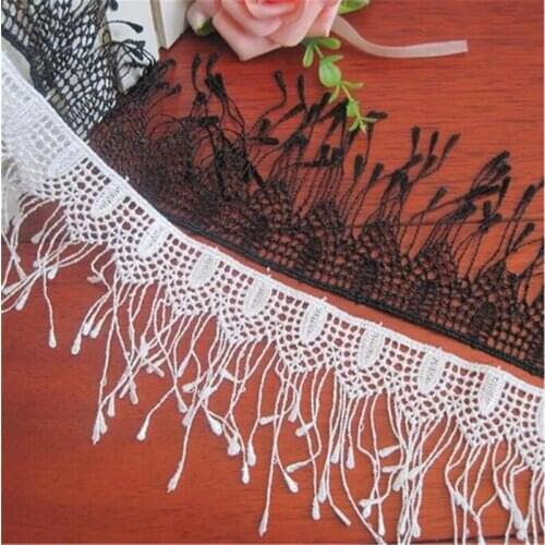 5Yds Polyester Black ivory Tassel Fringe Venice Lace Sewing Trims Craft LB0127