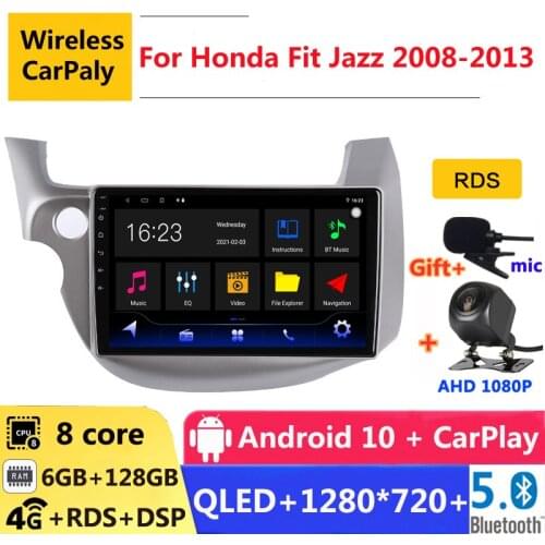 6G RAM 2 din android 10 car radio auto stereo for honda fit jazz 2 GG 2008 2010 2012 2013 navigation GPS DVD Multimedia Player