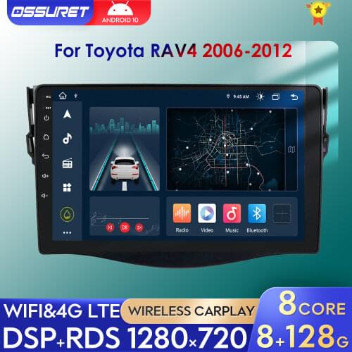 2G 32G 4G LTE Android 10 GPS Navi Car Multimedia DVD Video Player For Toyota RAV4 Rav 4 2007-2012 Radio 2DIN BT DAB+ DVR TPMS FM