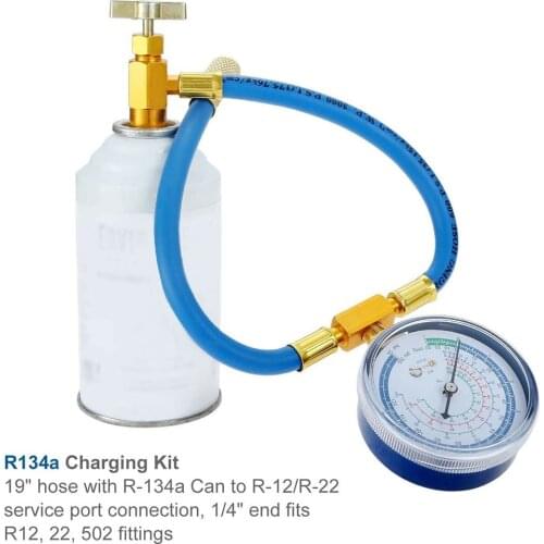Car AC Air Conditioning R134A Refrigerant Recharge Hose Pressure Gauge Measuring BPV-31 Bullet Piercing Tap Valve Kit Accessorie