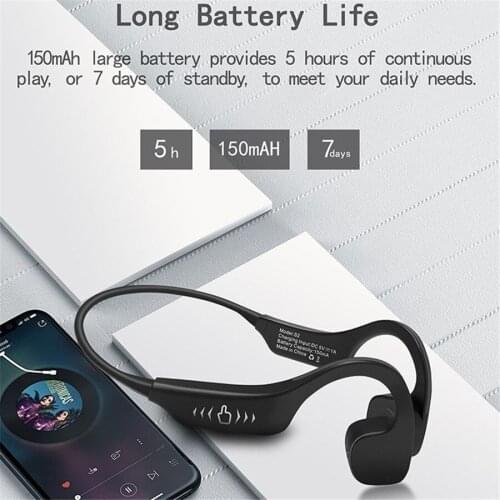Bluetooth Headphones Bone Conduction Earphone Wireless Waterproof Sports Headset Touch Control Protect Hearing Earpiece With Mic