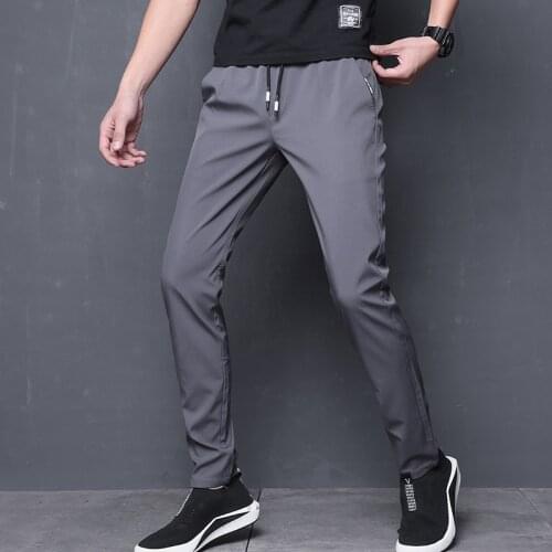 Summer Pants Mens Skinny Stretch Korean Casual Slacks Slim Fit Chino Elastic Waist Jogger Dress Trousers Male Black Blue 38