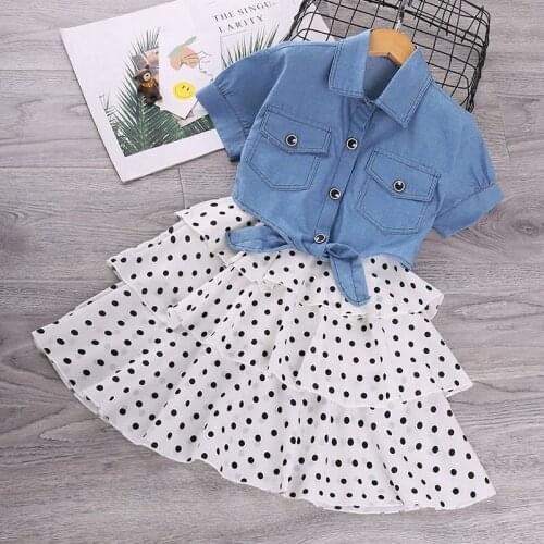 Children Summer Girl Clothing Set Fashion Princess Kids Girls 4-9 Years Spring Baby Girl Clothes T-Shirt+Dress Suit Clothing