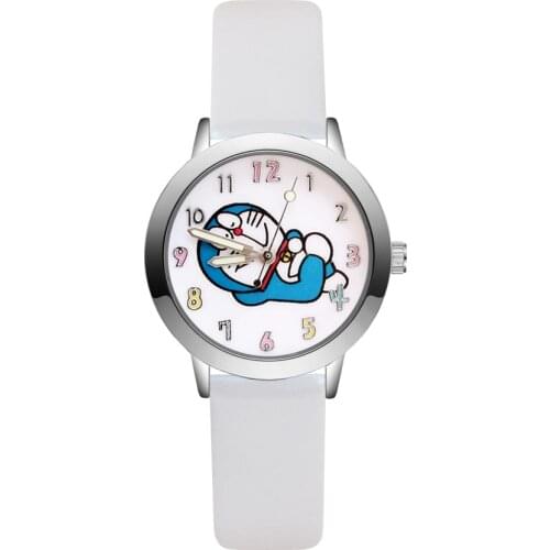 Fashion Cute Doraemon style Childrens Watches Kids Student Girls Quartz leather Wrist Watch JA73