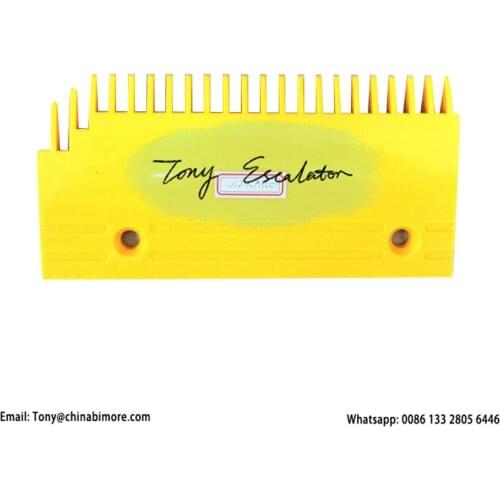 Escalator 0129CAE001 Comb L202.9mm W100mm Hole Space 135.8mm Left 22Teeth Yellow Plastic