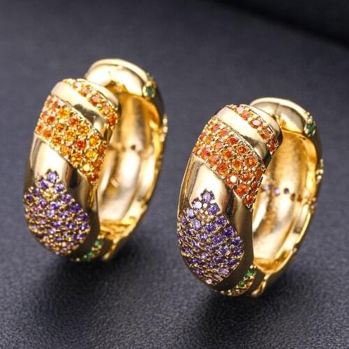 Accessories Earrings Jewelry Pendientes Hoop Cubic Zirconia Trendy Geometric For Women Round Semi-precious Stone Copper Mambo