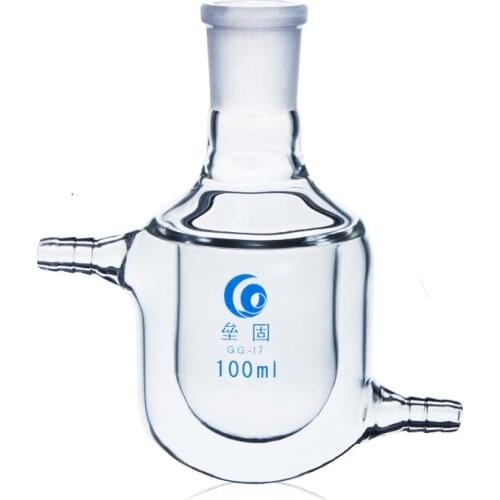 100ml Glass Jacketed Flask Reactor Vessel Round Bottom Reaction Flask Beaker Double Layer 24# Neck