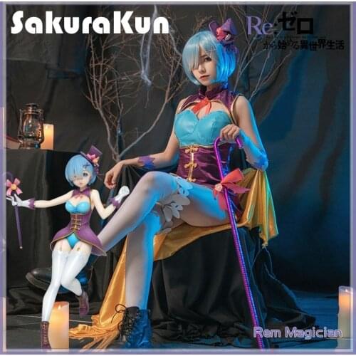 Re Life in a Different World from Zero Rem Cosplay Costume Magician Suit Cos Sets
