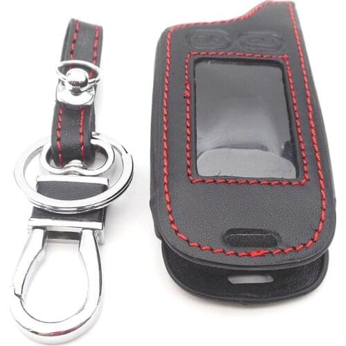 Tomahawk TZ9010 Remote Two Way Car Alarm leather Case Cover keyChain For Tomahawk TZ9010 TZ9030 LCD Remote