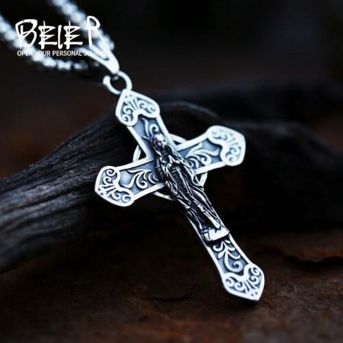 BEIER 2020 God is always with you Blessed Virgin Mary Cross Pendants Necklace fashion Jewelry For Man/women BP8-007