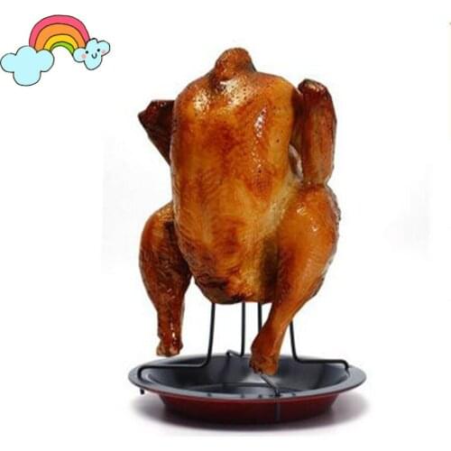 Stainless Steel Upright Chicken Roaster Rack With Bowl Tin Non-stick Cooking Tools Baking Pan Barbecue Grilling BBQ Accessories