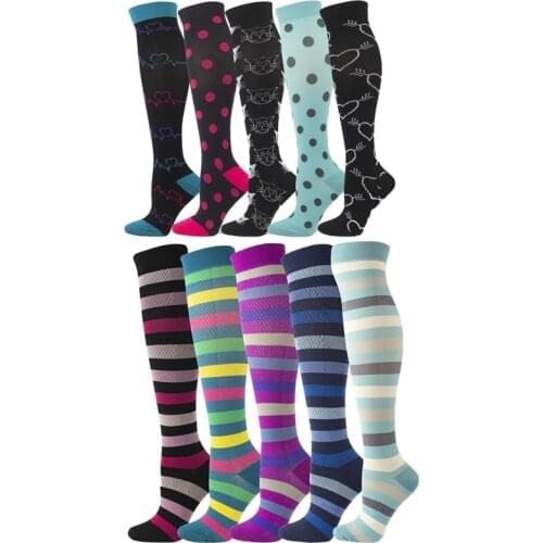 New Compression Socks Men Women Stripe Dot Cat Cupid Love Prevent Varicose Veins From Straining Blood Circulation