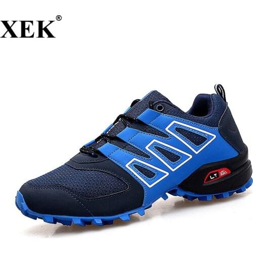 XEK 2018 New Men Sports Shoes Black Red White solomons Comfortable Breathable Shoes Running Sneakers Men 39-46 Speedcros JH159