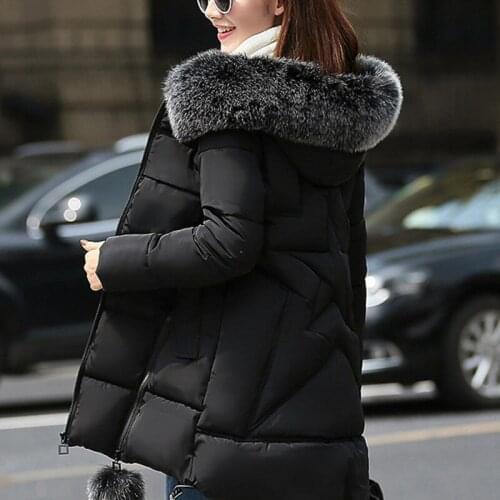 Autumn Winter New Down Cotton Coat Women Long Thick Plus Size Overcot Abrigo Mujer Fur Collar Hooded Parka Jacket 6XL wl012