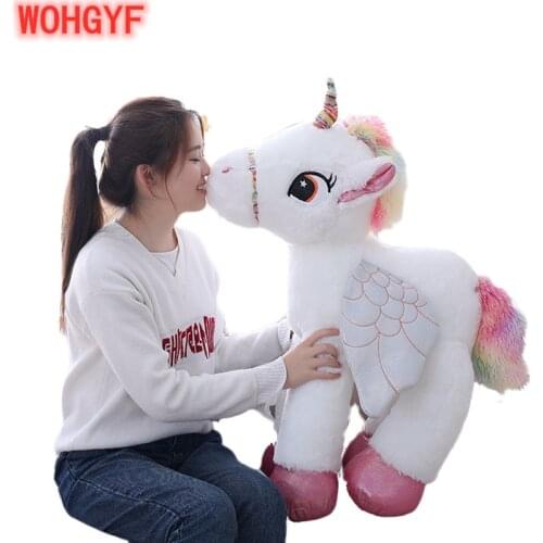 1pc 90cm Big Kawaii Plush Unicorn Pillow Stuffed Plush Animals Cushions Horse Toys Ornaments Gifts For Girls Kids
