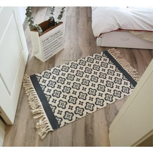 RAYUAN Morocco Style Blending Carpets Geometric Line Washable Mat Fringed Tapestry Carpet Doormat Rug 60x90CM 60x130CM