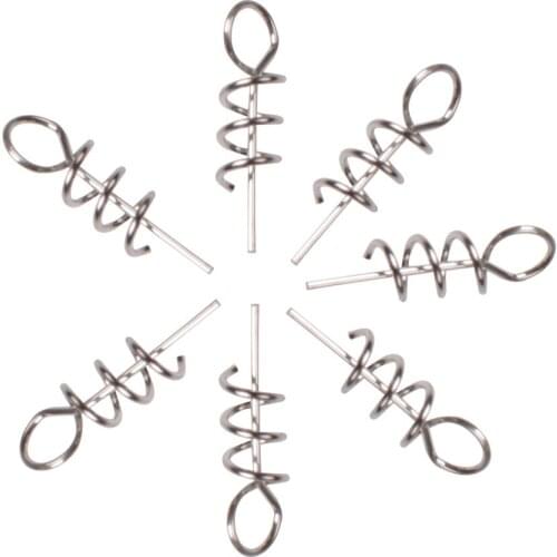 20PCS/Lot 1.5cm Fishing Hook Centering Pins Spiral Fishing bait Steel Spring Crank Lock for Soft Lure Fishing Accessories