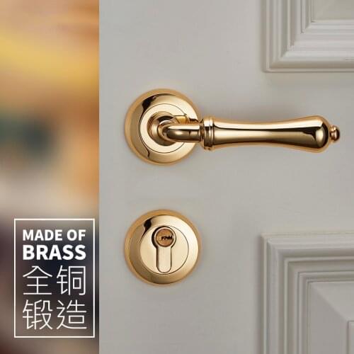 Nordic simple golden interior wooden door split lock Jian Ou Liangjin bedroom kitchen door lock regardless of left or right