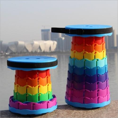 Net red rainbow thickened folding stool adjustable portable outdoor travel chair fishing train family stool