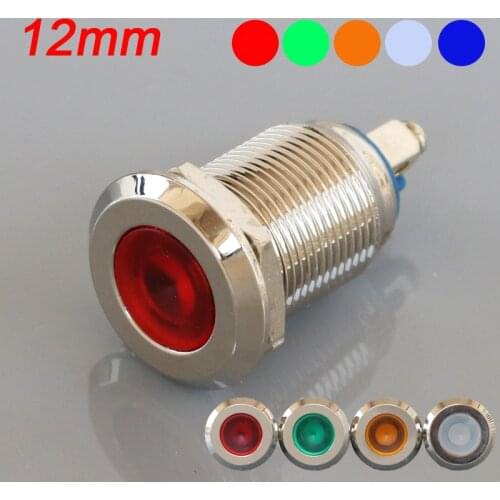 12mm indicator light LED signal lamp metal 12V 24V 220V red yellow green white colorful S12-D light 2 screw pin