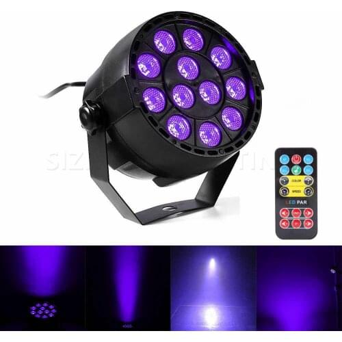 High Power 36W 12 LEDs Sound Active UV Led Stage Par Light Ultraviolet Led Spotligh Lamp for Disco DJ Projector Machine Party