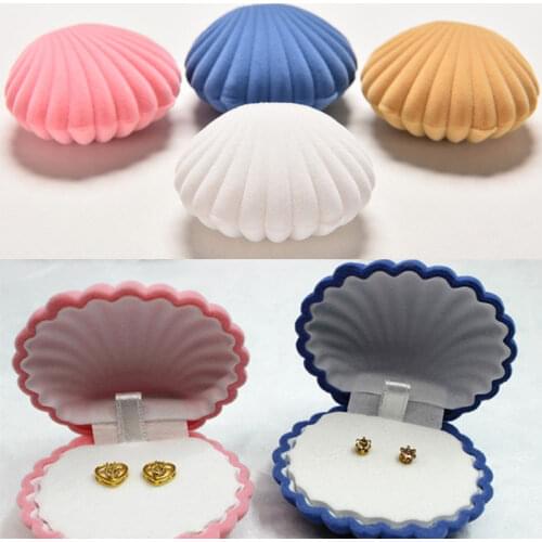 Top Quality Shell Velvet Earring Jewelry Storage Box Locket Jewellery Stand Case