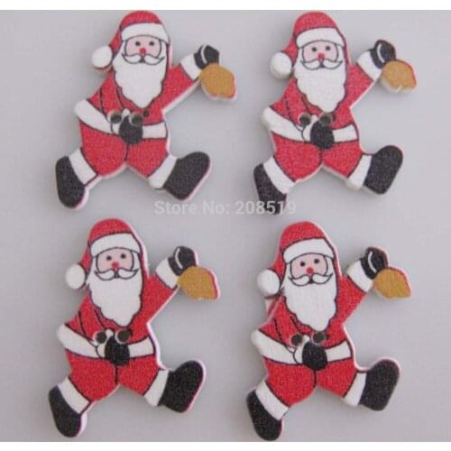 WB0176 Santa claus Wood buttons 30mm*23mm 100pcs/lot Red buttons for christmas craft sewing accessories