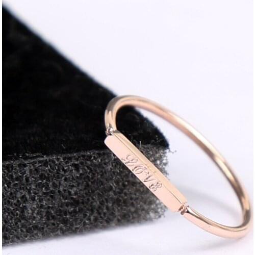 YUN RUO Simple & Chic Square Love Ring Rose Gold Birthday Gift Woman Fashion Titanium Steel Jewelry Never Fade Dropship 2019