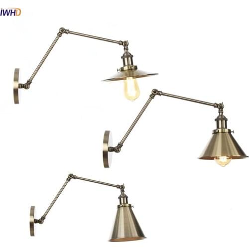 Iron Nordic LED Wall Lamp Loft Vintage Wall Light Adjustable Arm Industrial Wandlamp Bedroom Mirror Lights For Home Decoration