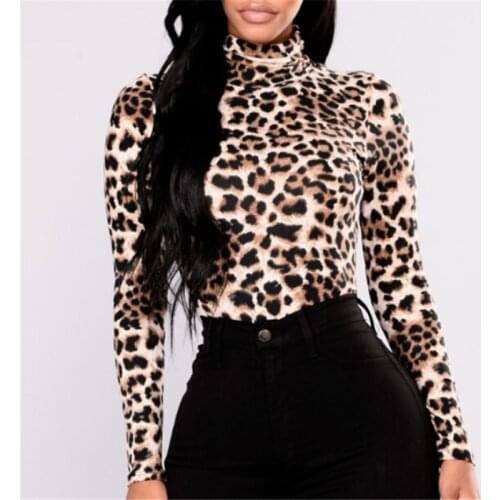 2019 Womens Casual Long Sleeve Sexy Leopard Print Blouse Slim ladies Tops Casual Plus Size Hot