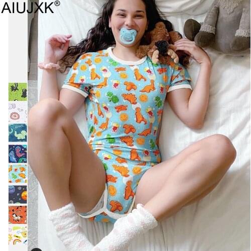 AIUJXK Summer Short Sleeve Unicorn Cartoon Print Bodysuit Women 2021 New Cute Rompers Girl Sleepwear Jumpsuit Slim Body Top