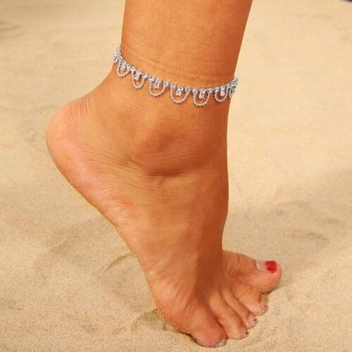 Women Anklet Fashion Tassel RhinestoneChain Foot Chain Jewelry for Women Summer Beach Anklet Barefoot Chain