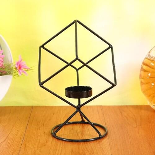 1PC Square Black Cuboid Metal Tealight Candle Holders Tabletop Decorative Candlestick Holder Home Wedding Christmas Decor MK 039