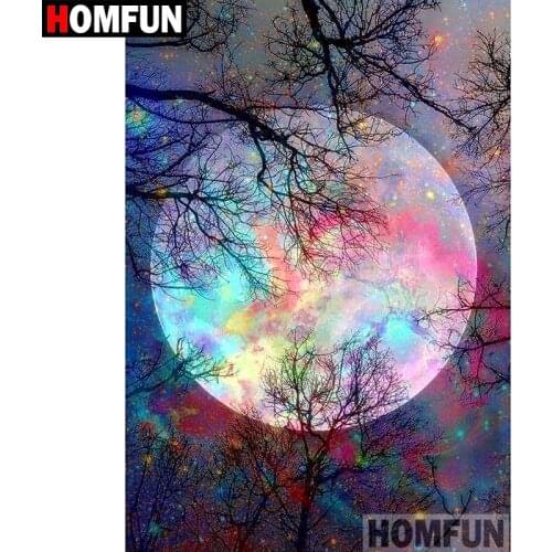 HOMFUN 5D DIY Diamond Painting Full Square/Round Drill "Colored moon" 3D Embroidery Cross Stitch gift Home Decor A01288