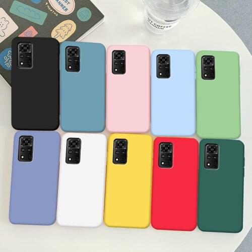 For Huawei Honor v40 Case Soft TPU Silicone Case Macaron Colors Candy Black Simple Phone Back Cover