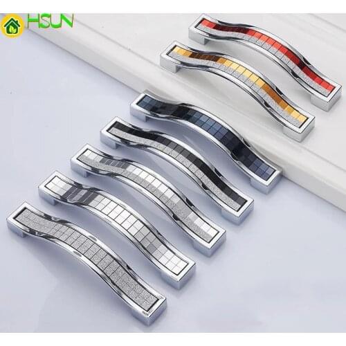 Zinc Crystal Glass Handle Diamond Colorful Furniture Cabinet Drawer Cupboard Kitchen Wardrobe Closet Door Pull Handle Hardware