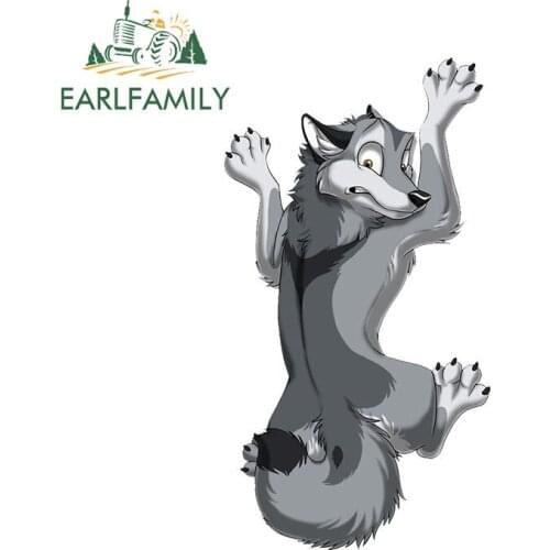 EARLFAMILY 13cm x 7cm for Clinging Gray Wolf Car Stickers Fashion Sunscreen Decals Bumper Windshield Waterproof Vinyl Car Wrap