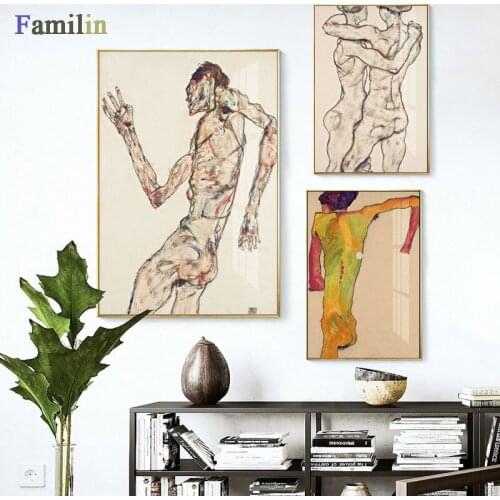 Egon Schiele Abstact Body Color Delineation Sketch Canvas Art Print Painting Poster Wall Picture For Living Room Home Décor