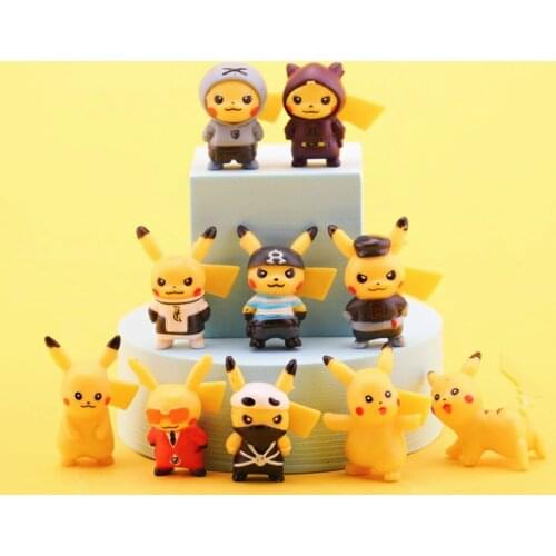 10pcs/sets cartoon movie Pokemon Pikachu 4CM Action Figure PVC Mini Toy Doll Action figure ушки birthday decoration cartoon gift