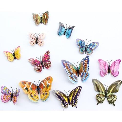Faye Guangming Moon Double-layer 3D Simulation Butterfly Wall Stickers Living Room Bedroom Decoration 12 Packs