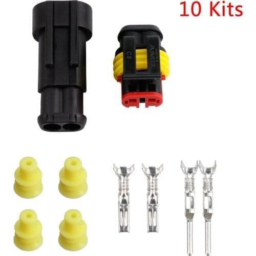 20 Kit 2 Pin Way Sealed Waterproof Electrical Wire Connector Plug Terminal Set