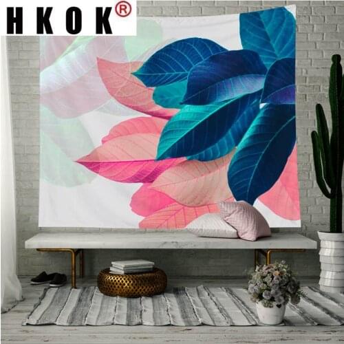 HKOK Tropical Plant Leaves Tapestry Wall Hanging Carpet Beach Towel Background Cloth Blanket Yoga Art Bedroom Dorm Home Decor