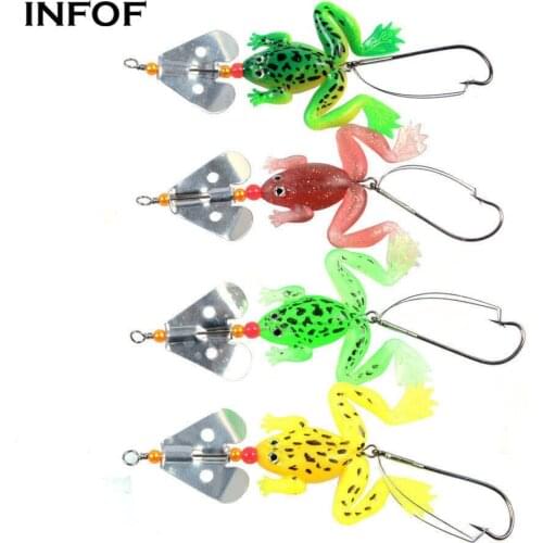 INFOF 8pcs/lot Soft Lure Frog Buzzbaits 3.54 " 0.2oz Selicone Bait Top Water Bass Carp Fishing Bait