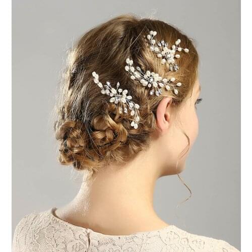 2PCS Elegant Exquisite Pearl Style Hair Pins Hairpins for Women Girls Bridal Bridesmaid Anniversary Dating Wedding Party