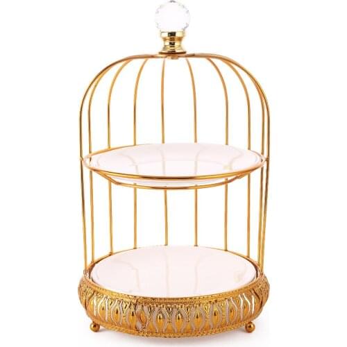 Crystal decoration semi-enclosed metal anti-falling protective cover kitchen alloy ceramic plate fruit cake plate