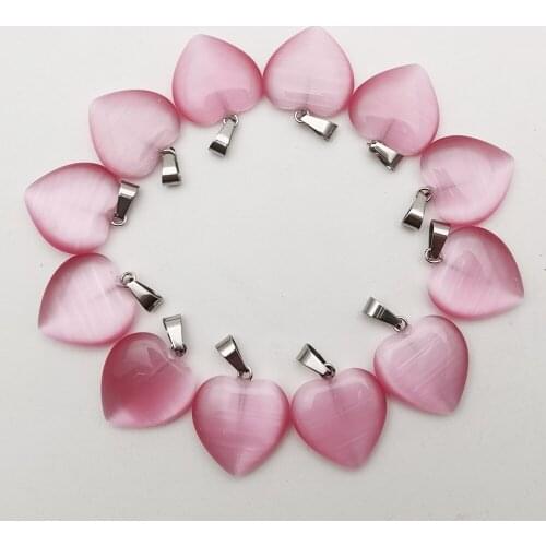 Fashion 20MM cat eye stone heart pendant Necklace for Jewelry making Charm accessories free shipping 24pcs 50pcs wholesale